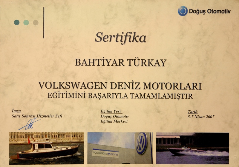 deniz motorları sertifikasi